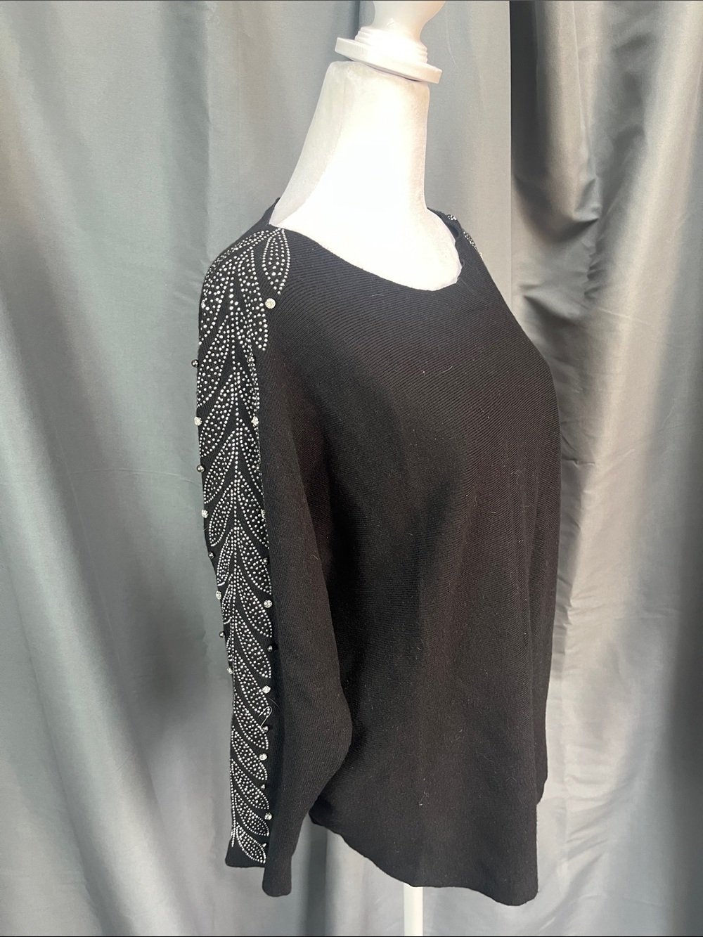 Liv Milano Embellished Black Women's Knit Top
